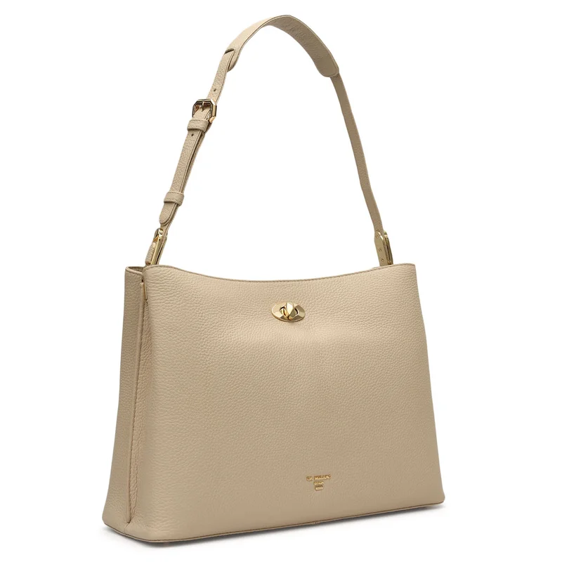 Da Milano Medium Wax Leather Shoulder Bag - Dove